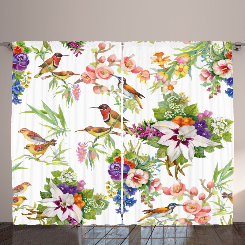 Exotic Spring Flowers Curtain