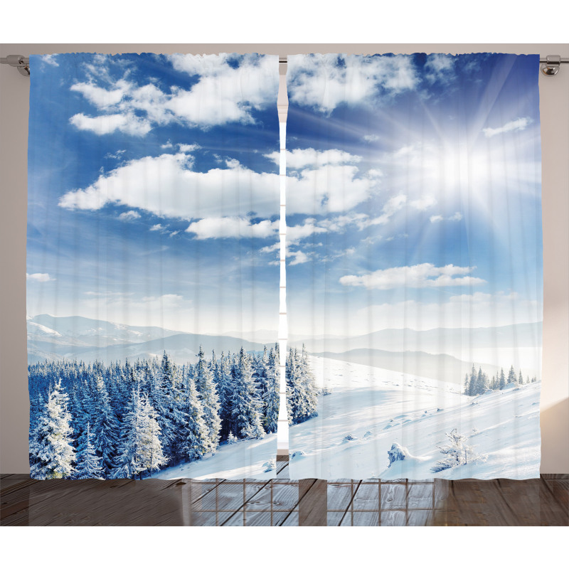 Idyllic Snow Mountain Curtain