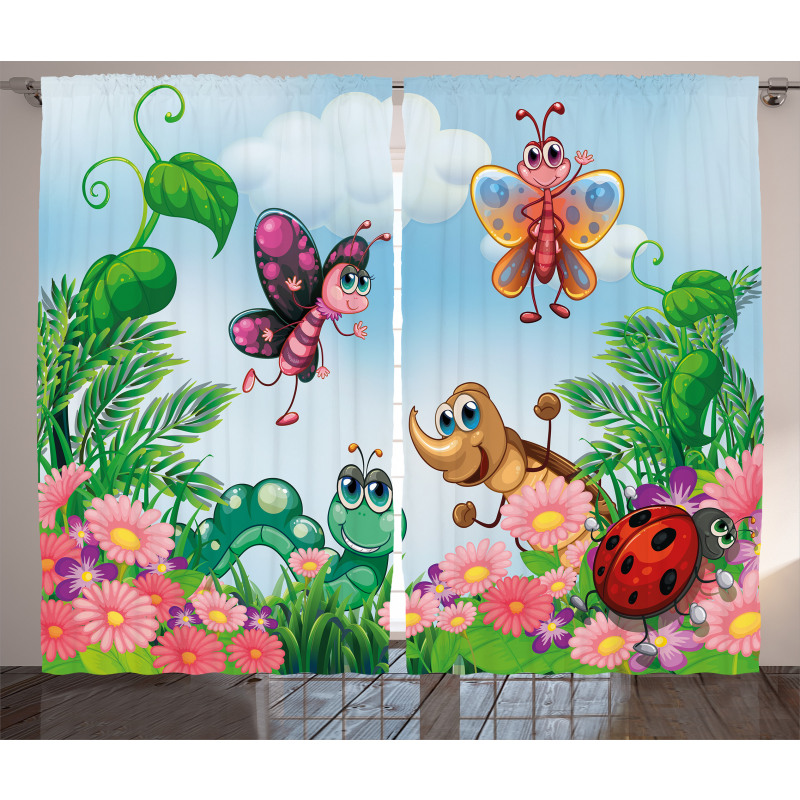 Butterfly Ladybug Worm Curtain
