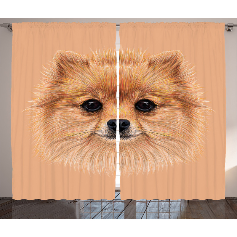 Vintage Pomerian Dog Curtain