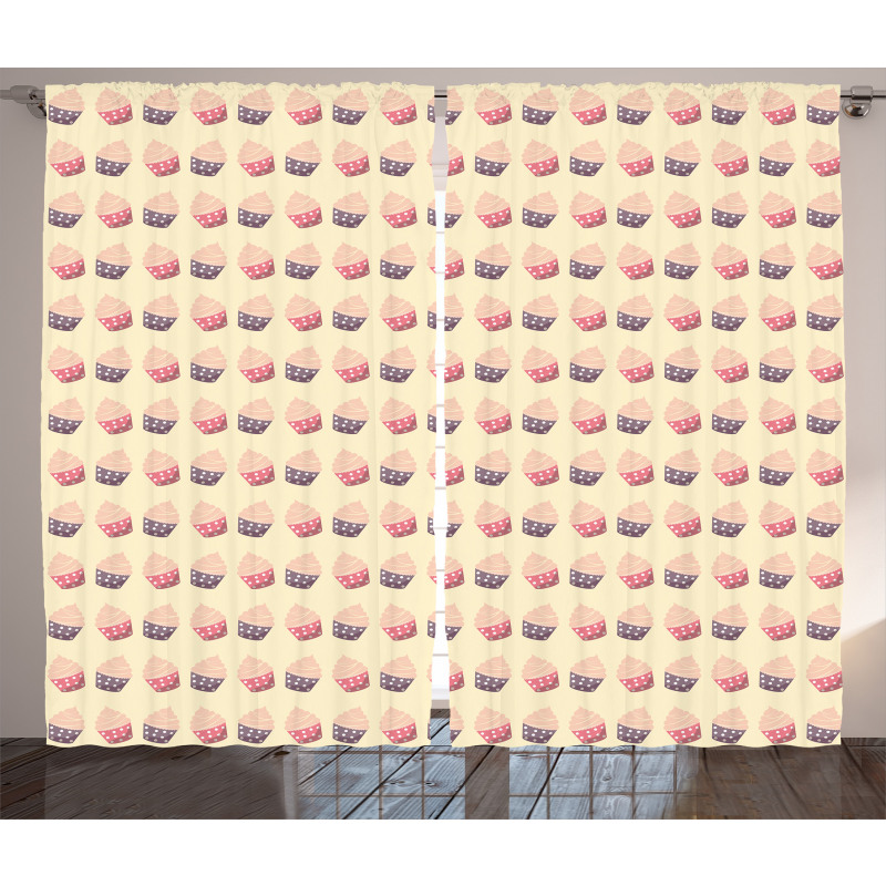 Romantic Cupcake Pattern Curtain