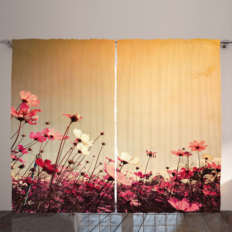 Garden Flowers Poppies Curtain