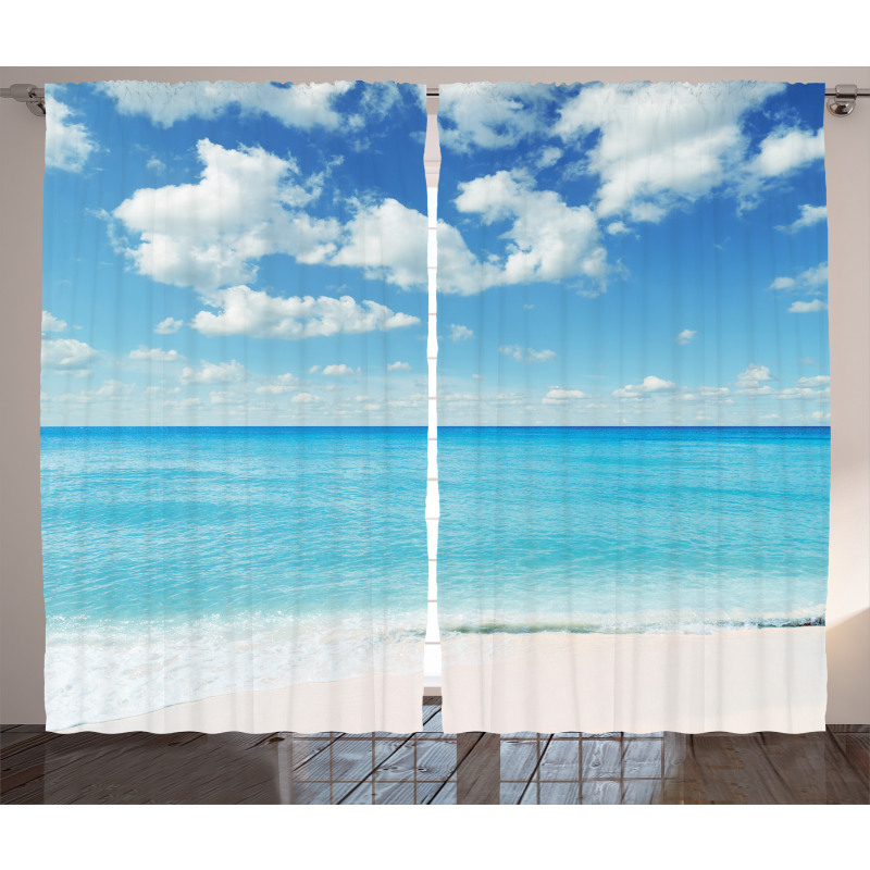 Exotic Beach Vivid Sky Curtain