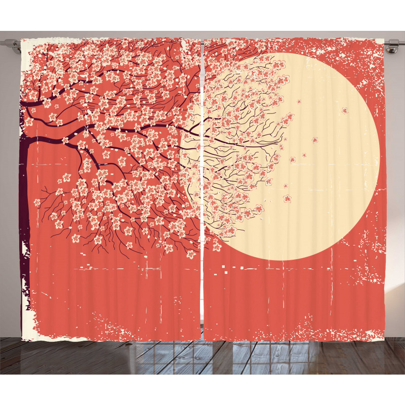 Cherry Sakura Blossoms Curtain