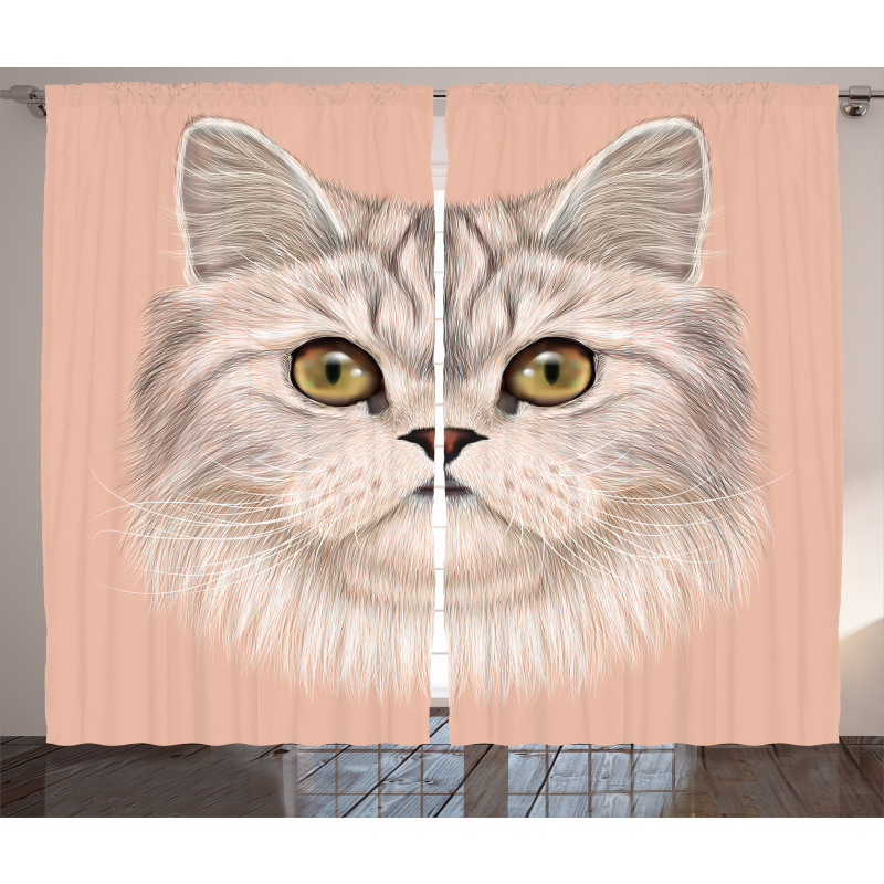 Love Cat Words Portrait Curtain