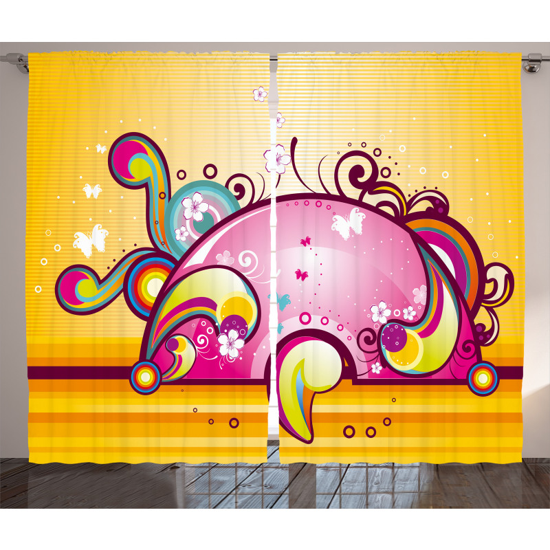 Spiral Vibrant Shapes Line Curtain