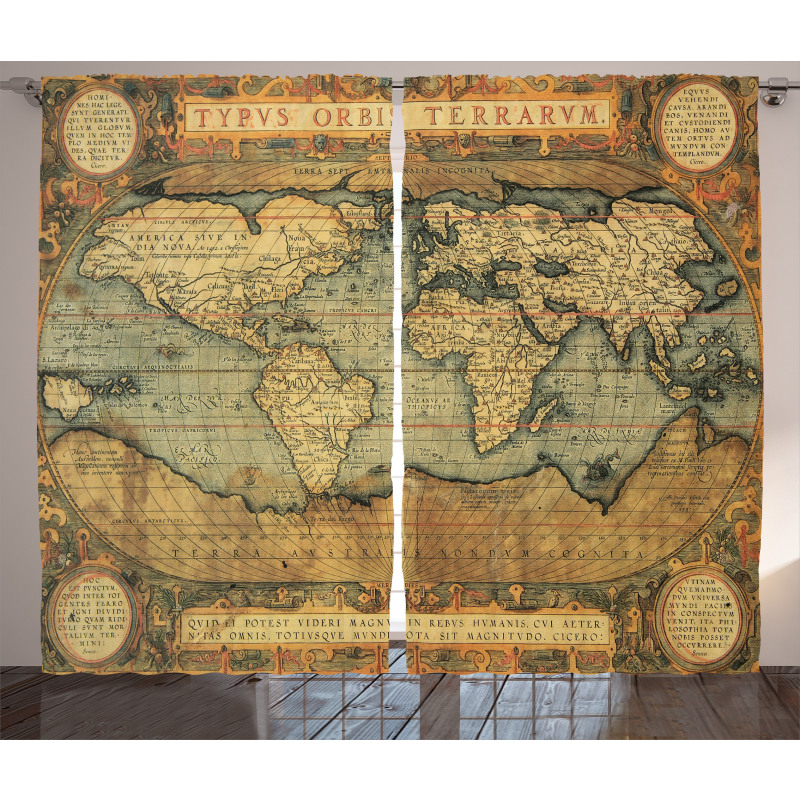 Vintage Atlas Old Chart Curtain
