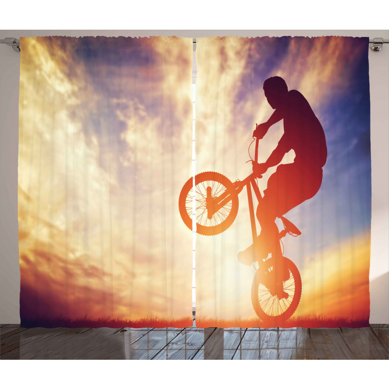 Man on Bike Hazy Sun Curtain