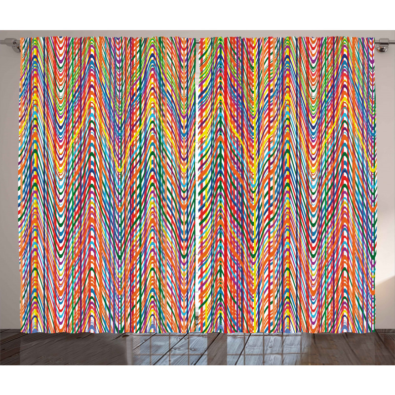 Colorful Zig Zag Lines Curtain