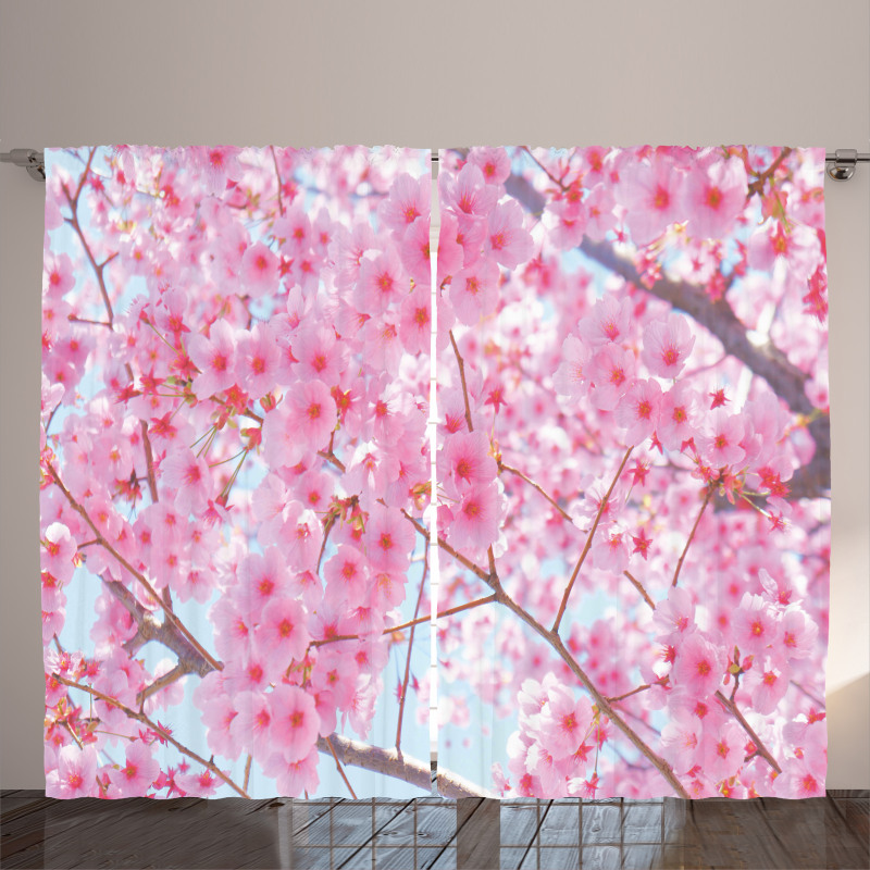 Japanese Sakura Flowers Curtain