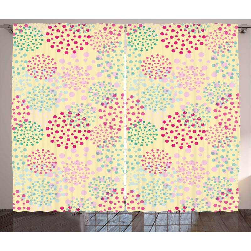 Flowers Polka Dots Curtain