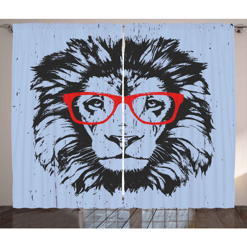 Lion and Hipster Glasses Curtain
