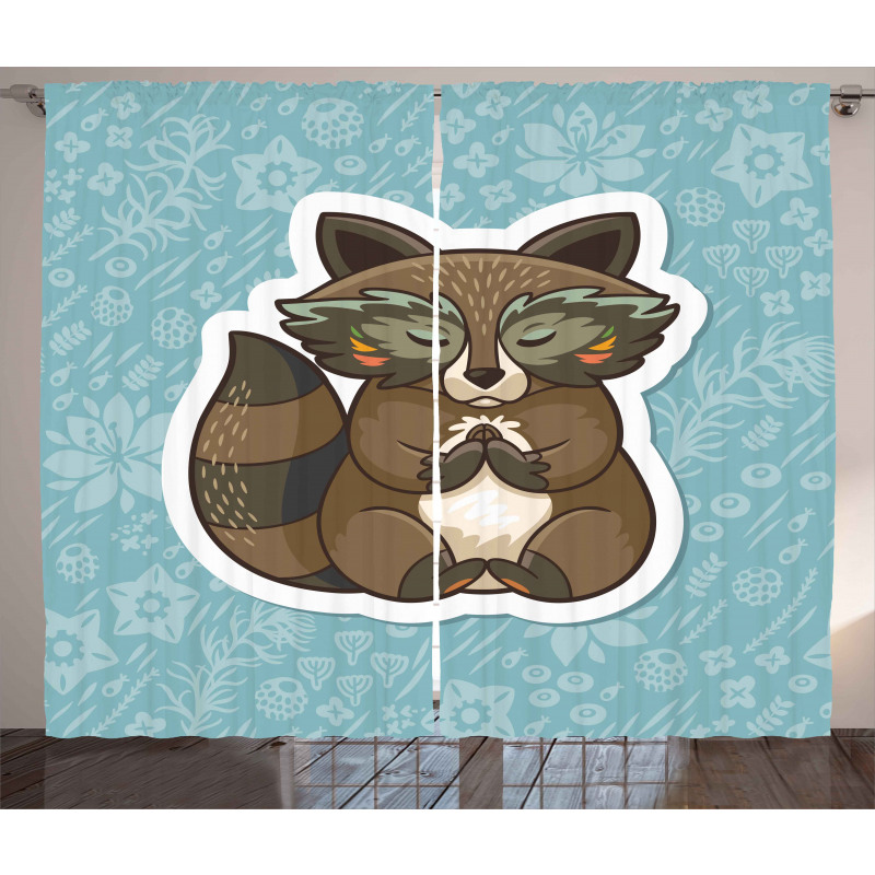 Raccoon on Meadow Curtain