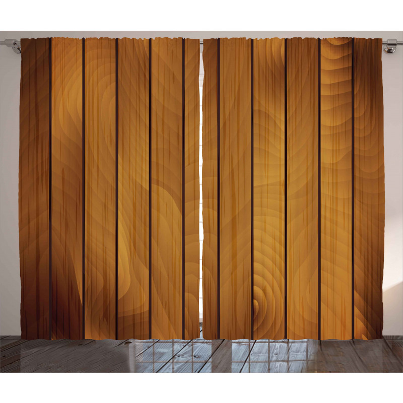 Wooden Plank Aged Timber Curtain