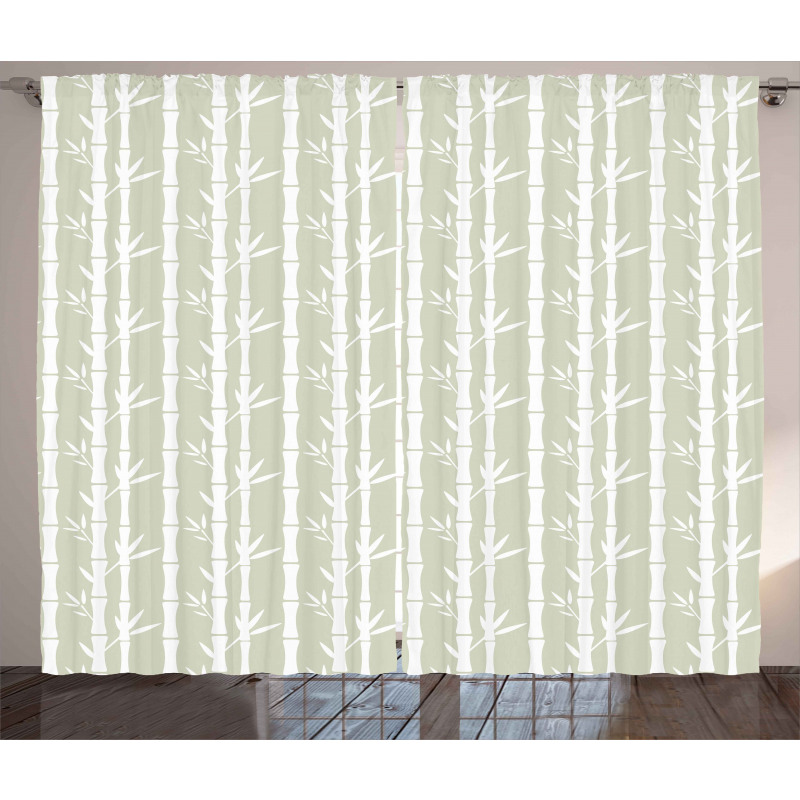Bamboo Branches Leaves Curtain