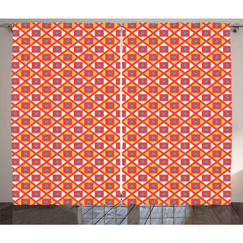 Dots Squares Checked Curtain