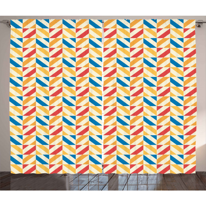 Diagonally Striped Squares Curtain