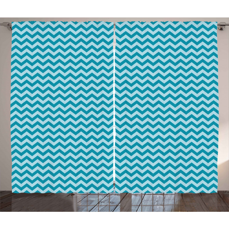 Sea Colored Zigzags Curtain