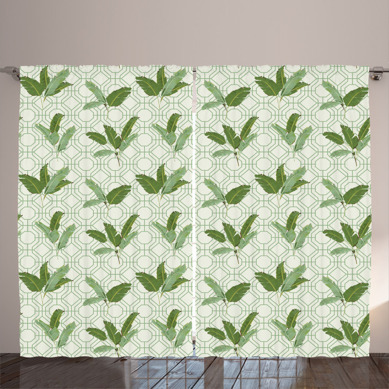 Palm Leaves Geometric Curtain