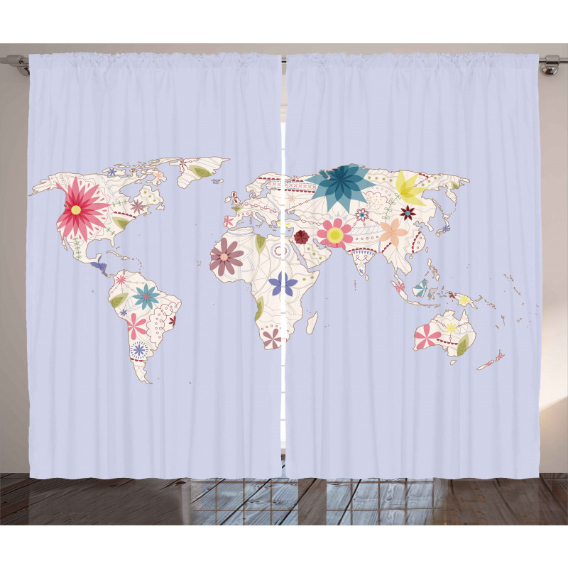 Map Soft Blooms Curtain
