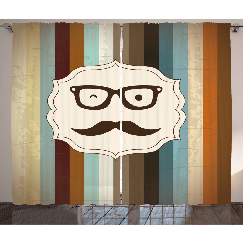 Man Moustache Glasses Curtain