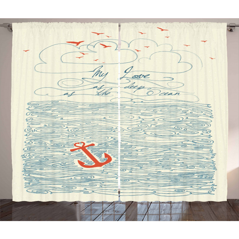 Birds and Waves Message Curtain