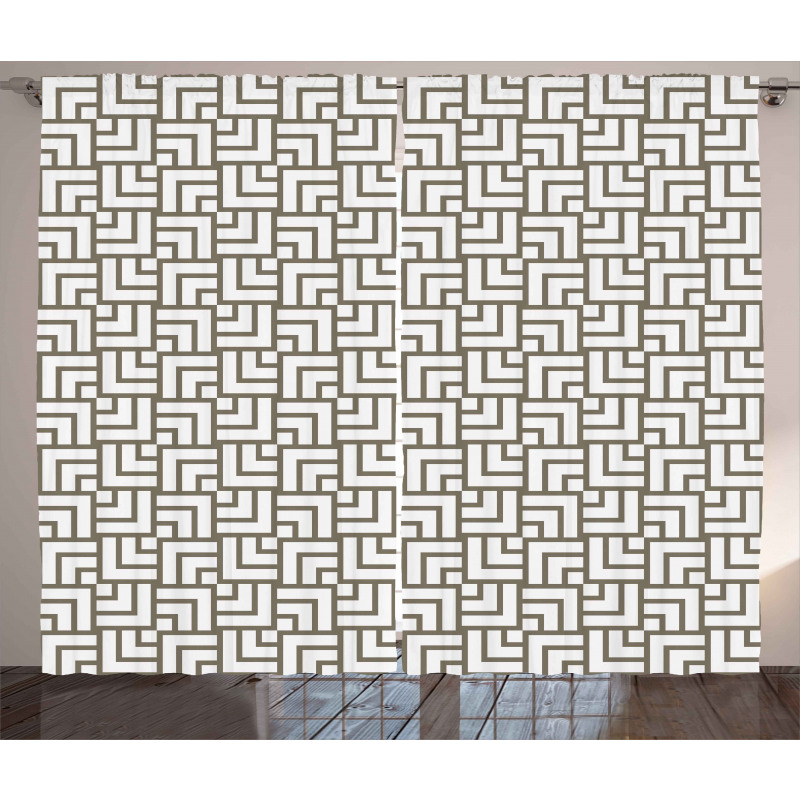 Vintage Maze Lines Curtain