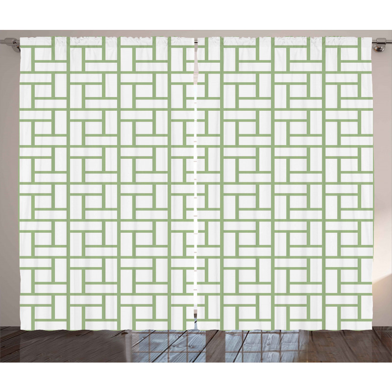 Maze Shaped Squares Lines Curtain