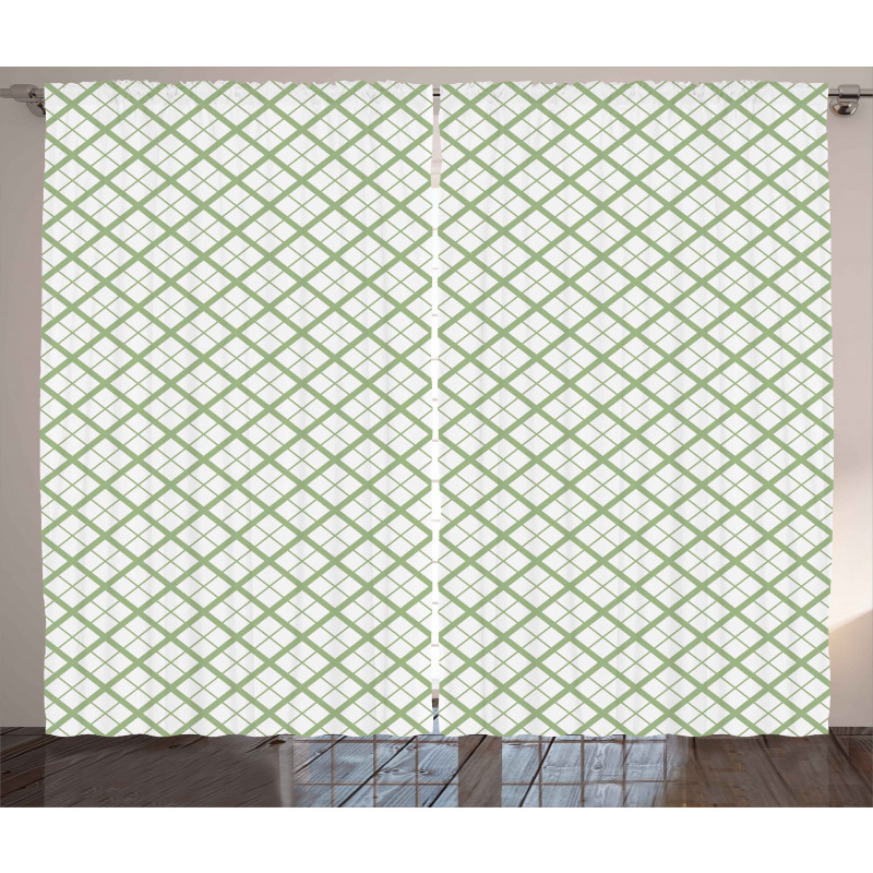 Retro Square Shapes Tile Curtain