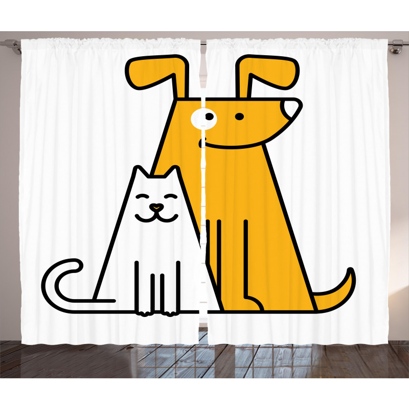 Cats and Dogs Friends Curtain