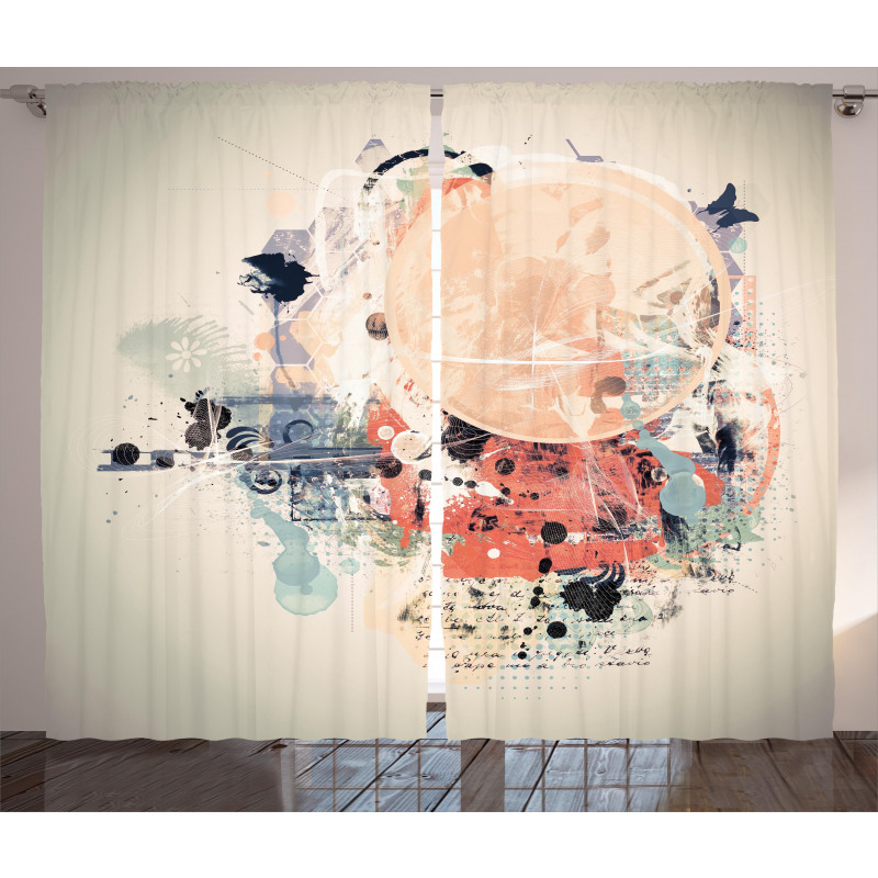 Grunge Mix Collage Curtain