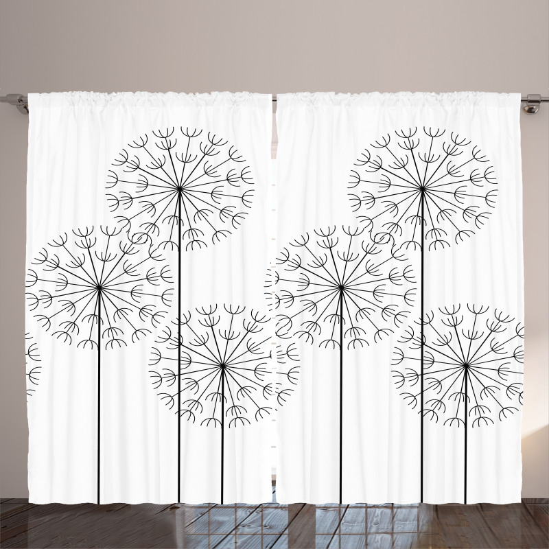 Digital Flower Dandelion Curtain
