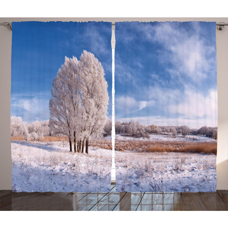 Winter Snow Landscape Curtain