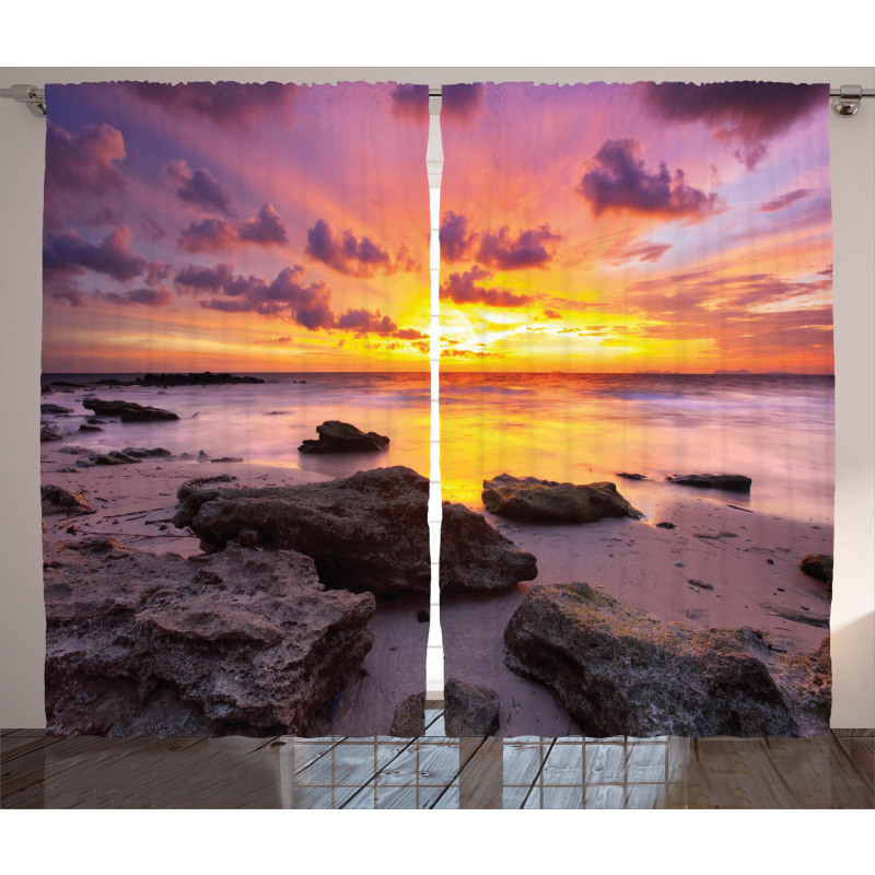 Sunset Idyllic Beach Curtain