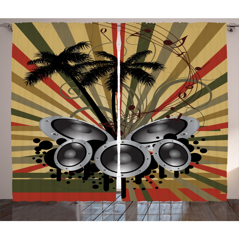 Palm Trees Music Party Curtain