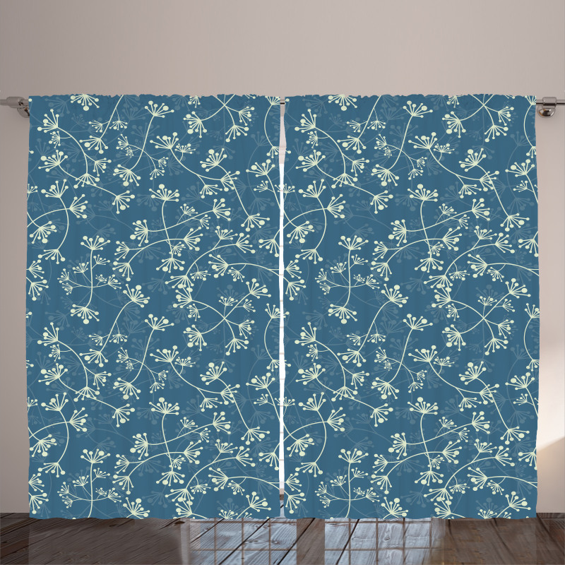 Twiggy Spring Petal Blue Curtain