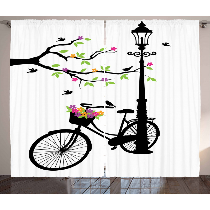 Spring Tree Birds Bike Curtain