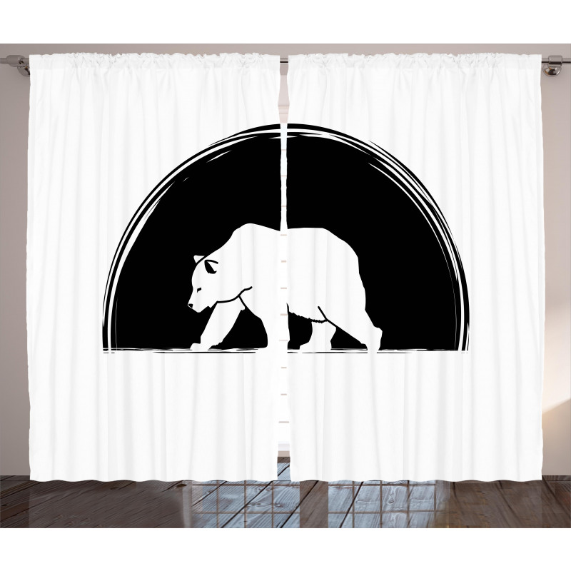 Big Polar Bear Walking Curtain