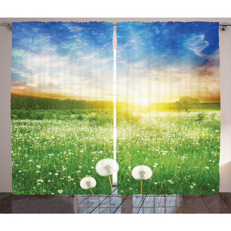 Dandelion Flower Field Curtain