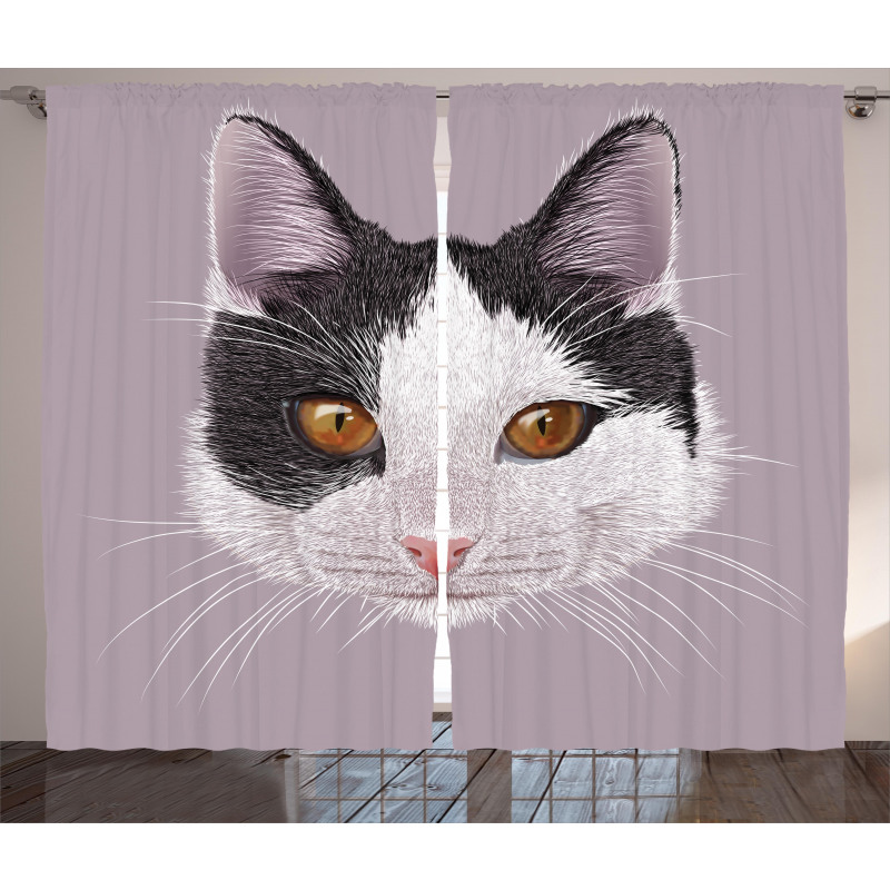 Pet Cat Kitty Portrait Curtain