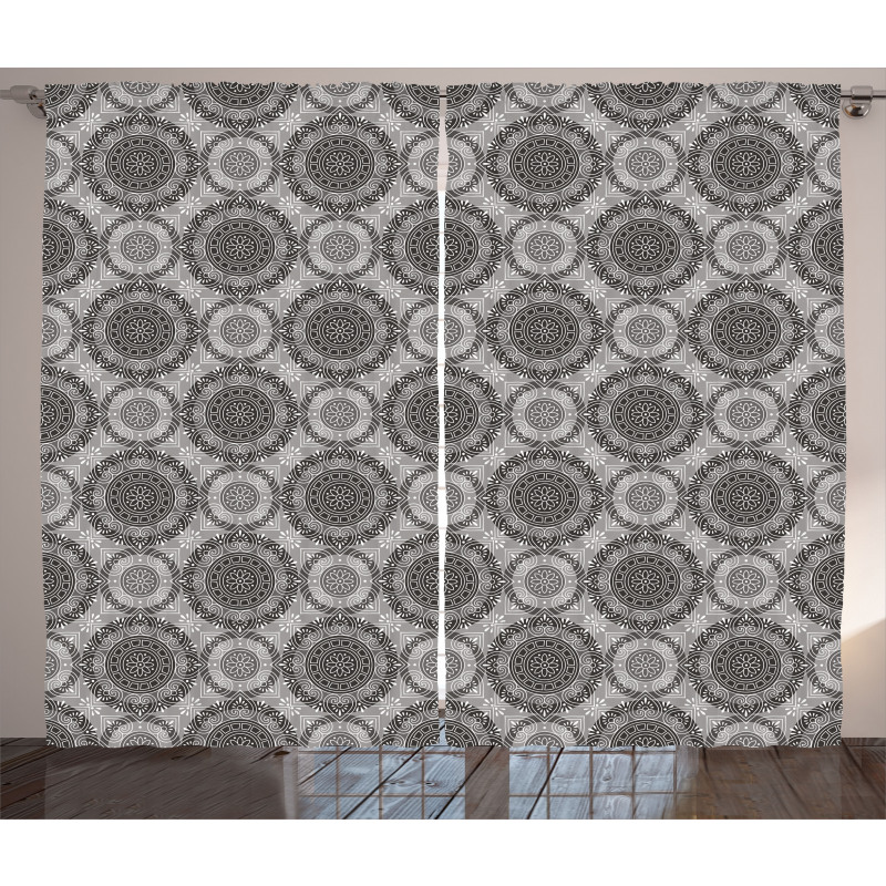 Abstract Damask Flowers Curtain