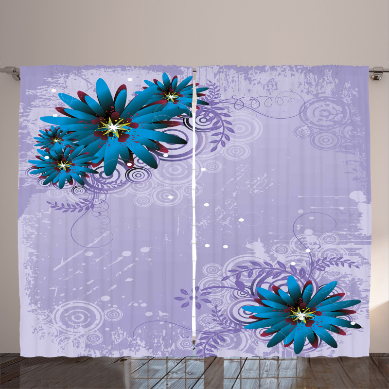 Graphic Ornament Flowers Curtain