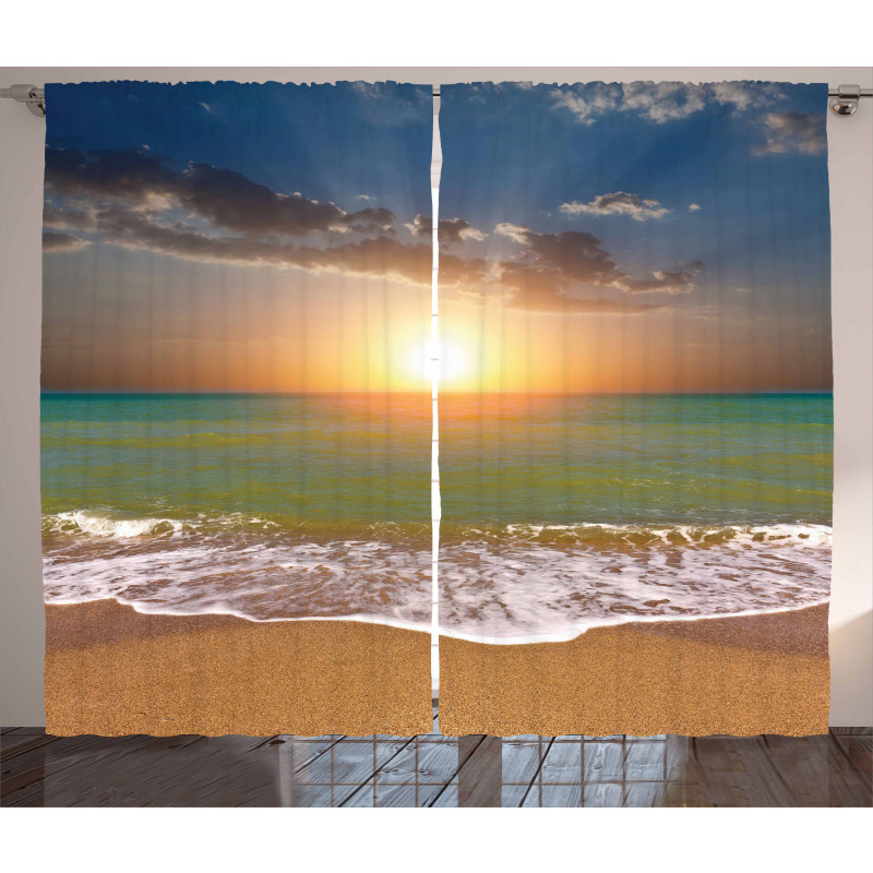 Idyllic Beach Scenery Curtain