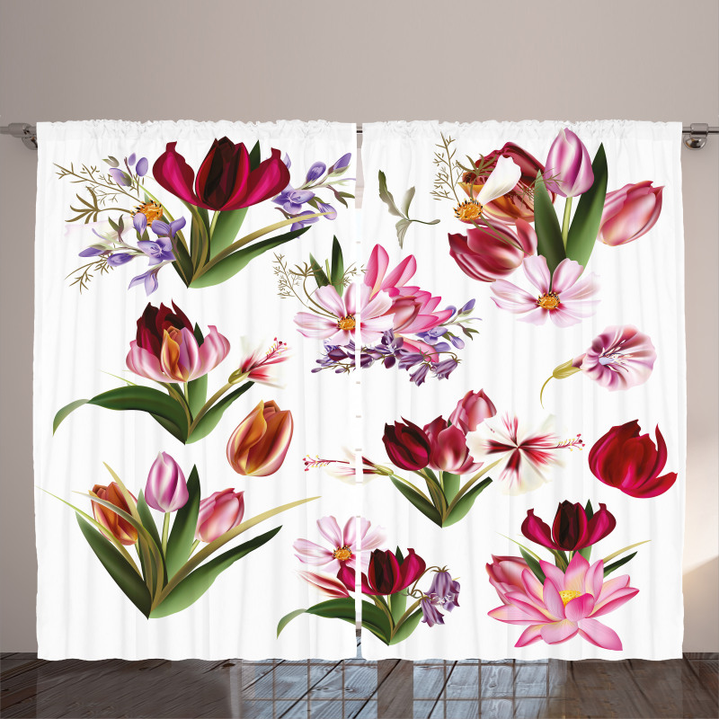 Composition of Flowers Curtain