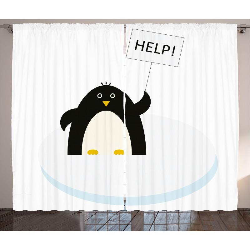 Penguin on Ice Need Help Curtain
