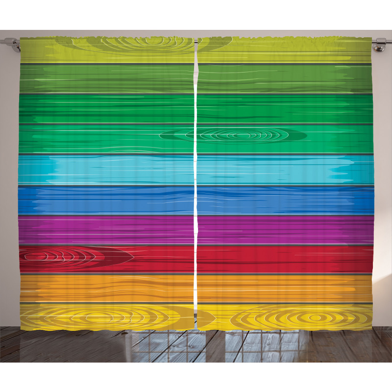 Colorful Wood Stripes Curtain
