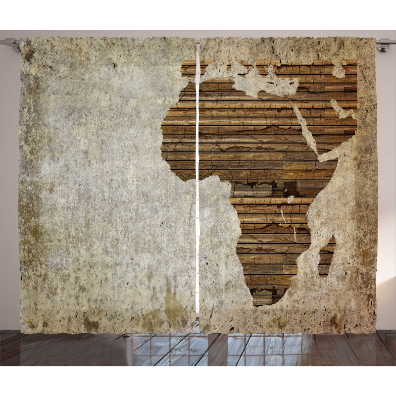 Wooden Plank Map Curtain