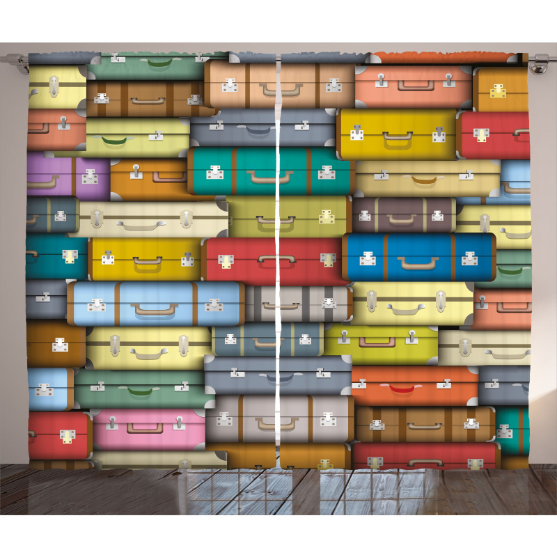 Colored Travel Suitcase Curtain