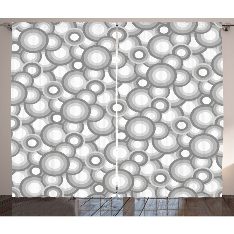 Grey White Balls Rounds Curtain