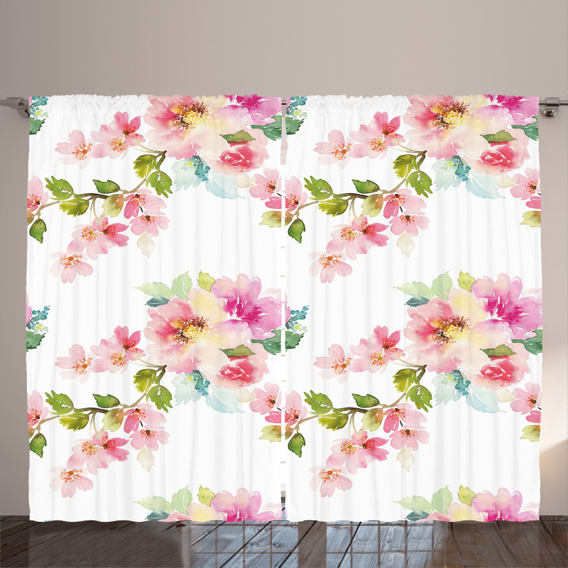 Watercolor Petals Curtain